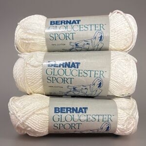 Vintage Bernat Gloucester Sport Yarn - White 36242 - Lot Of 3 - 100% Cotton